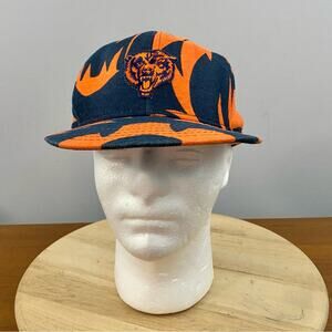 ZUBAZ VTG NFL CHICAGO BEARS STRIPED STRAPBACK MENS HAT‎ AOP MADE IN USA